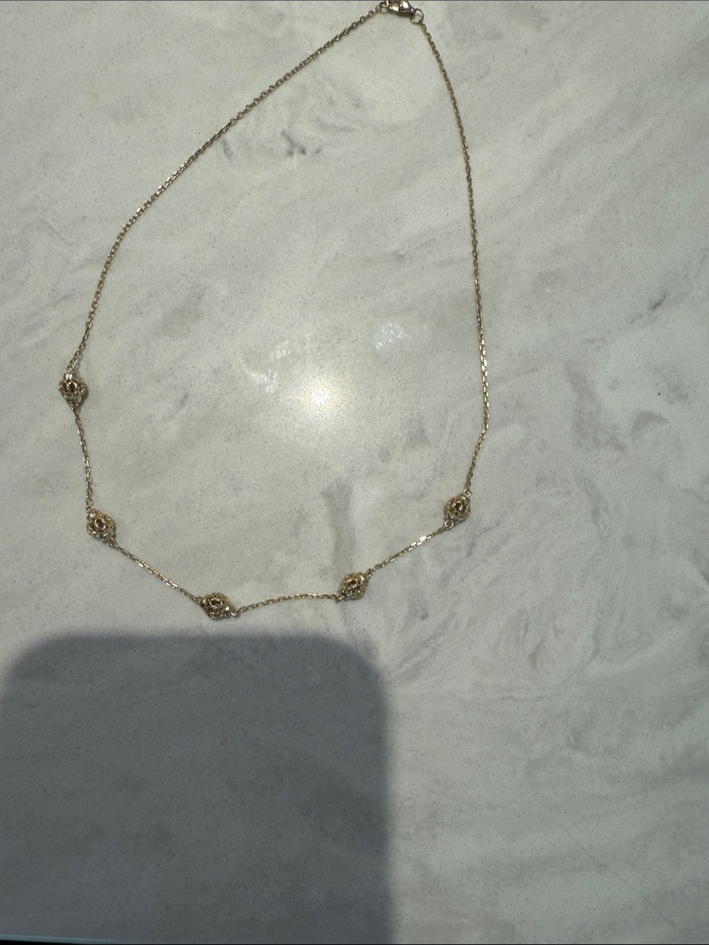 Delicate Gold Filigree Bead Short Necklace - Women Jewelry